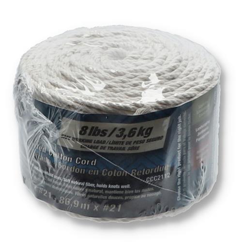 Wholesale 285'x#21 TWISTED COTTON CORD 8LB WLL