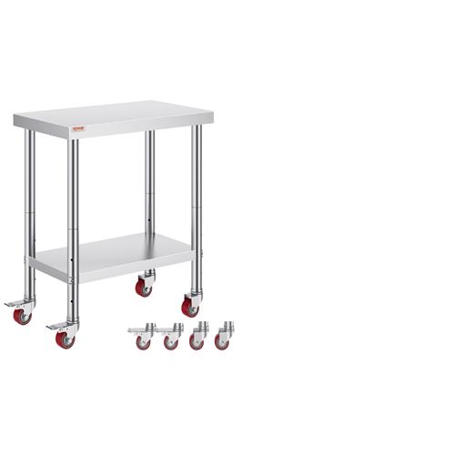 Wholesale VEVOR STAINLESS STEEL WORK TABLE 30x18x34' WITH WHEELS 700 LBS Load Capacity