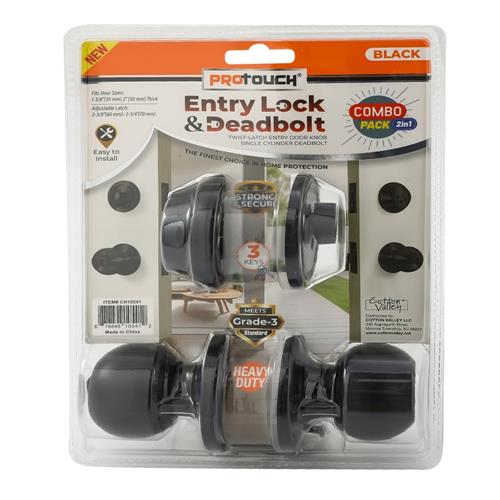 Wholesale 2PK ENTRY LOCK & DEADBOLT KEYED ALIKE BLACK