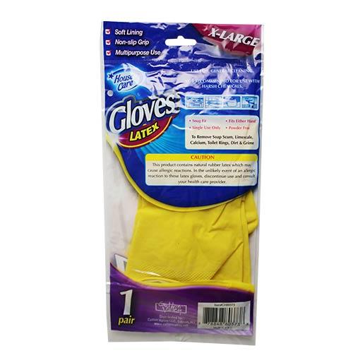 Wholesale LATEX HOUSEHOLD GLOVES X-LARGE YELLOW PAIR