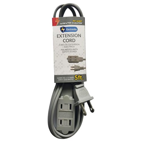 Wholesale 5' 16/2 GREY EXTENSION CORD 3 OUTLET