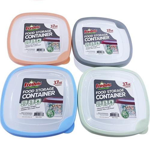 Wholesale 37OZ SQUARE FOOD STORAGE CONTAINER WITH RUBBER SEAL LID
