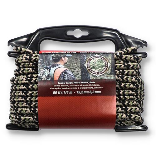 Wholesale 50'x1/4'' CAMO POLY ROPE 110LB WLL