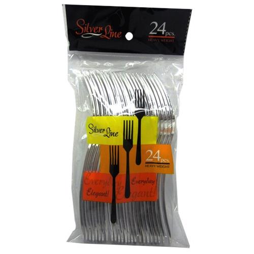 Wholesale 24CT HEAVY WEIGHT SILVER PLASTIC FORK