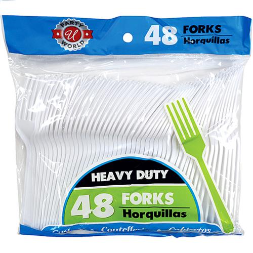 Wholesale Heavy Duty White Plastic Forks 48 Piece GLW