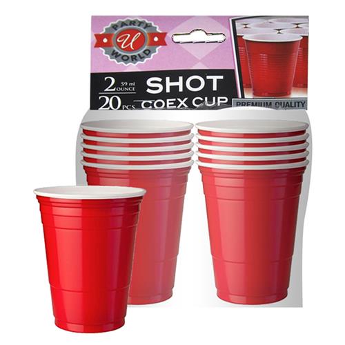 Wholesale 20PC 2OZ SHOT RED COEX SHOT GLASS CUP