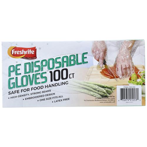 Wholesale 100CT PE DISPOSABLE GLOVE ONE SIZE FITS MOST