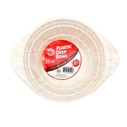 Wholesale 50PC 25OZ PLASTIC DEEP BOWL WITH HANDLES