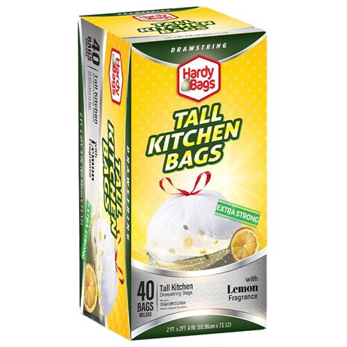 Wholesale 40CT 13 GALLON DRAWSTING LEMON SCENTED TALL KITCHEN BAGS