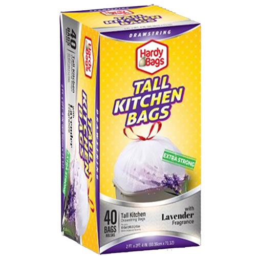 Wholesale 40CT 13 GALLON DRAWSTING LAVENDER SCENTED TALL KITCHEN BAGS