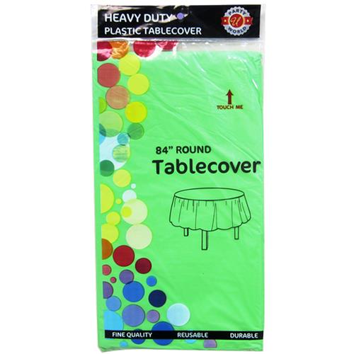 Wholesale 84'' ROUND PLASTIC TABLE COVER LIME GREEN