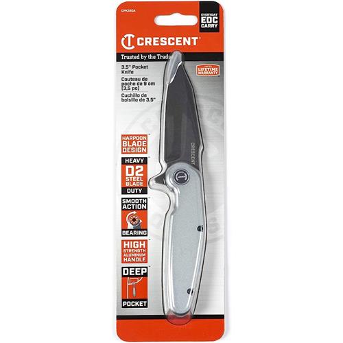 Wholesale CRESCENT 3.5'' FOLDING POCKET KNIFE ALUMINUM HANDLE HARPOON DESIGN