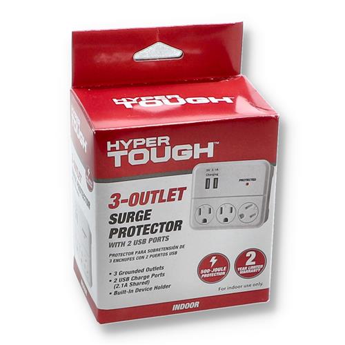 Wholesale HYPER-TOUGH 3 OUTLET SURGE PROTECTOR WITH 2 USB PORTS