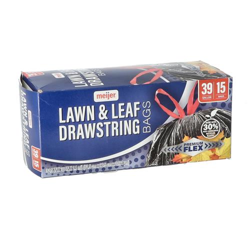 Wholesale MEIJER 15CT 39 GALLON LAWN & LEAF DRAWSTING TRASH BAGS 32.5x38'' 1.1mil RESTRICT