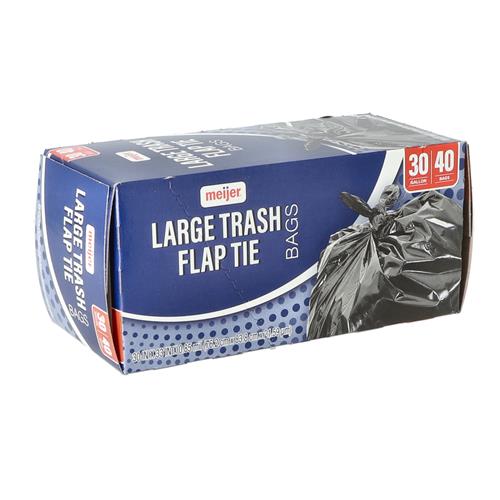Wholesale MEIJER 40CT 30 GALLON LARGE TRASH BAGS FLAP TIE 30x33'' .85mil RESTRICTED SALES