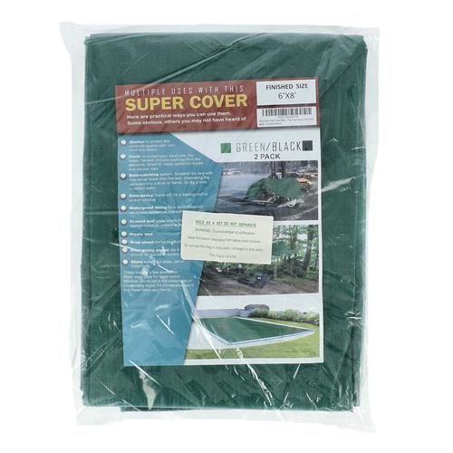 Wholesale SUPER COVER TARP 2PK 6x8' GREEN/BLACK FINISH SIZE 96FT² 10 MIL