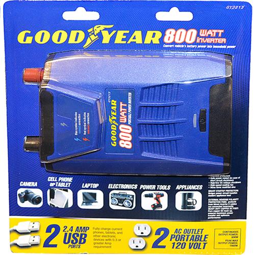 Wholesale GOODYEAR 800 WATT POWER INVERTER WITH 2 2.4 AMP USB PORTS AND 2 120 VOLT OUTLETS