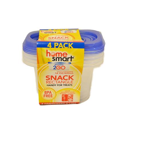 Wholesale 4PK SNACK CONTAINER 14OZ RECTANGLE