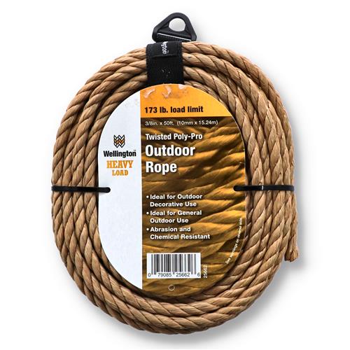 Wholesale 50'x3/8'' TWISTED OUTDOOR POLY ROPE & HOLDER 173LB WLL