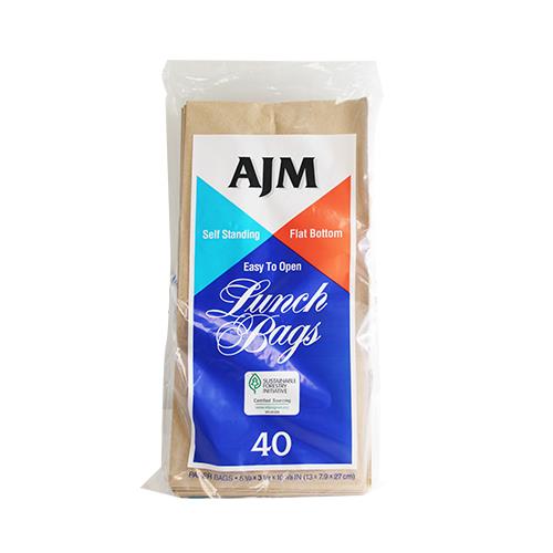Wholesale AJM Brown Paper Lunch Bags - 40 ct.