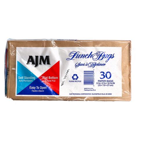 Wholesale AJM Brown Paper Lunch Bags - 30 ct.