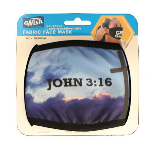 Wholesale REUSABLE FABRIC FACE MASKS JOHN 3:16  BIBLE VERSE
