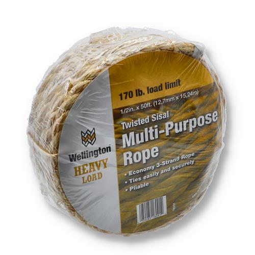 Wholesale 50'x1/2'' TWISTED SISAL ROPE 170L WLL