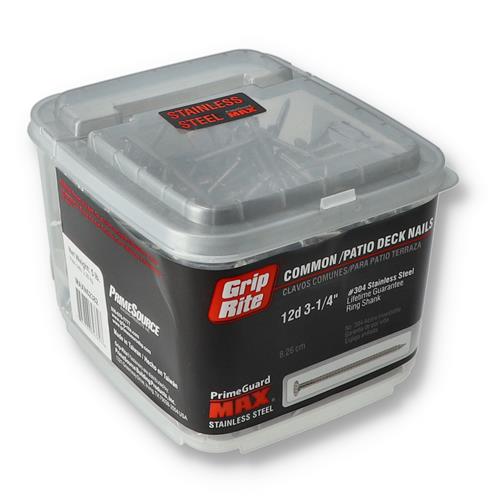 Wholesale GRIP-RITE 5LB #304 STAINLESS COMMON PATIO DECK NAILS 12D x 3-1/4''