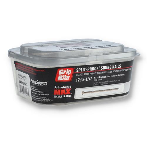 Wholesale GRIP-RITE 1LB 12D 3-3/4'' 316 STAINLESS SPLIT-PROOF SIDING NAILS RING SHANK