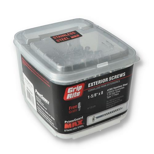 Wholesale GRIP-RITE 5LB #305 STAINLESS DECK SCREWS #8x1-5/8 T-20 17 POINT