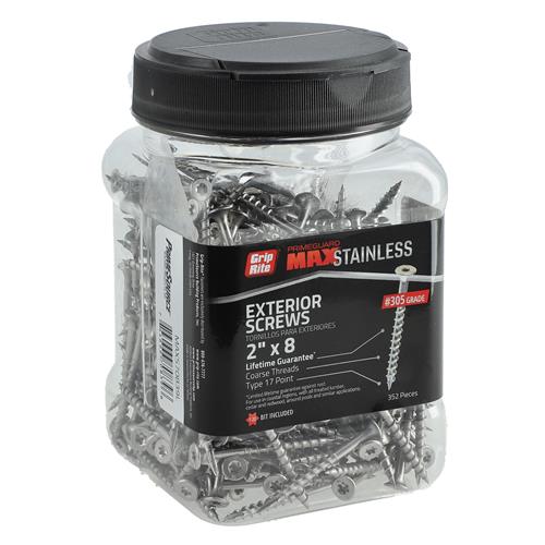 Wholesale TRU-GRIP 352PC STAINLESS DECK SCREWS 2''x#8 T-20 TYPE 17 POINT