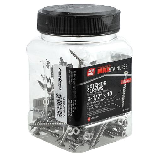 Wholesale GRIP-RITE 88PC STAINLESS COARSE DECK SCREWS #10x3-1/4'' T-25 TYPE 17 POINT