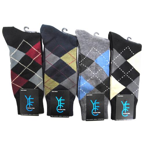 Wholesale Mens Traditional Argyle Pattern Crew Socks Assorte