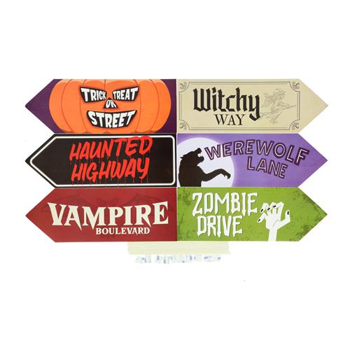 Wholesale HAUTLOOOK 6pk 17x6" SPOOKY STREET SIGNS