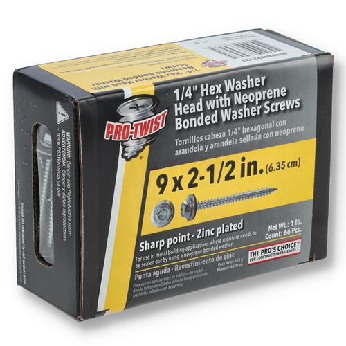Wholesale PRO-TWIST 1LB #9x2-1/2'' 1/4 HEX WASHER & NEOPRENE BONDED WASHER SCREWS