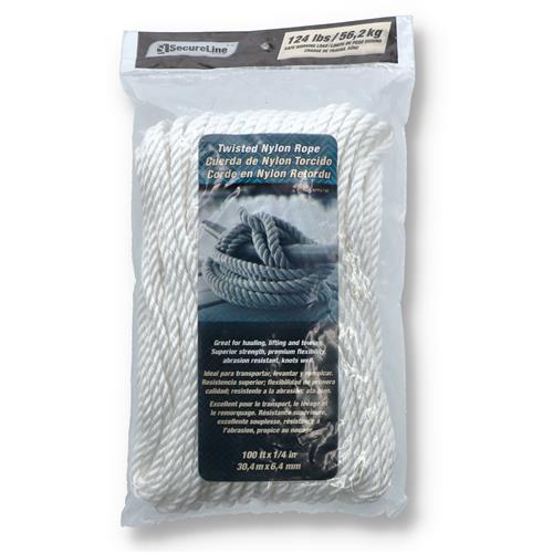Wholesale 100' 1/4'' TWISTED NYLON ROPE 124LB LOAD LIMIT