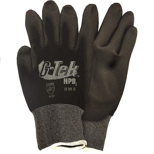 Wholesale ZDipped Glove  G-Tek Sz S Blk Nylon Palm Dip Blk Pu  Hvywgt