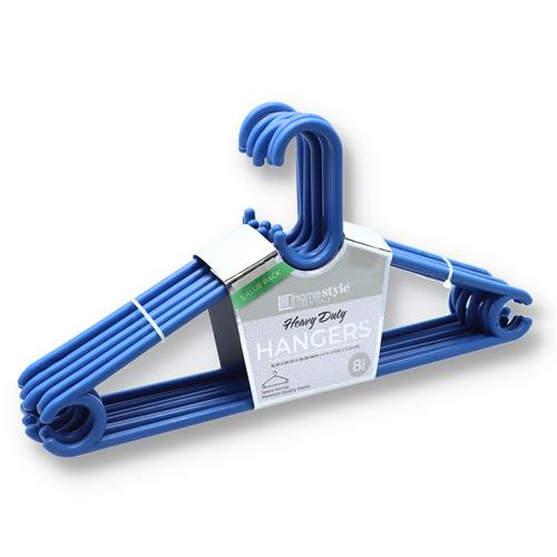 Wholesale 8 PACK BLUE PLASTIC CLOTHES HANGERS