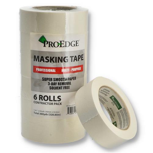 Wholesale PRO-EDGE 6PK 1.41''x 60 YARD WHITE MASKING TAPE