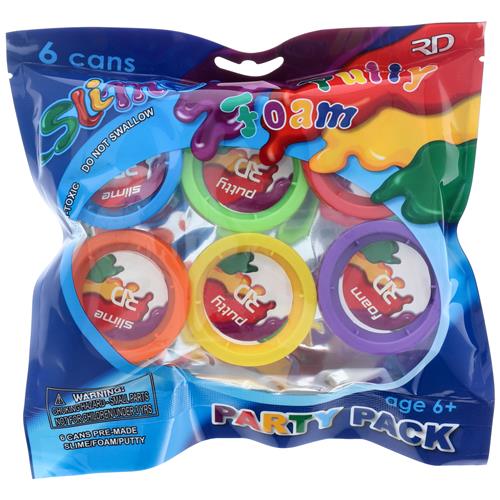 Wholesale 6PC SLIME FOAM PUTTY PARTY PACK BAG