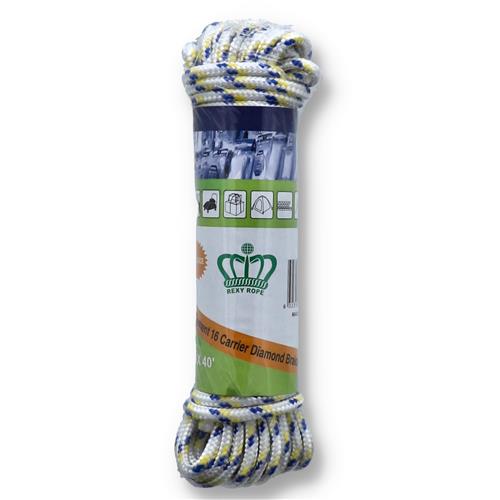 Wholesale 40'x7/32'' WHITE DIAMOND BRAID POLY ROPE