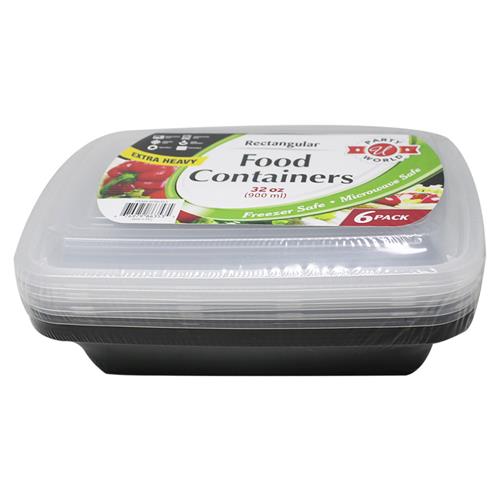 Wholesale 6PK 32OZ RECTANGULAR FOOD CONTAINERS WITH LIDS