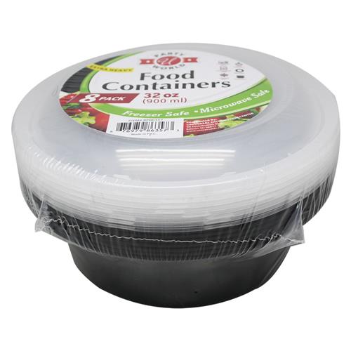 Wholesale 8PK 32OZ ROUND FOOD CONTAINERS WITH LIDS