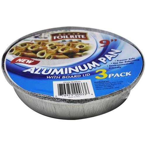 Wholesale 3PK 9'' ROUND ALUMINUM PAN WITH BOARD LIDS