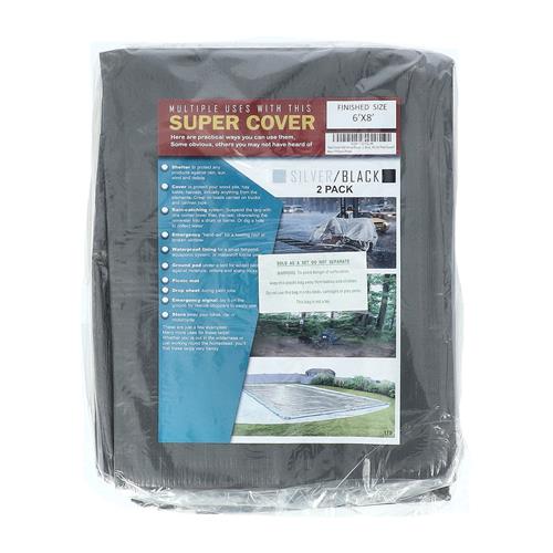 Wholesale 2PK TARP 6X8 SILVER/BLACK 96FT² 10 MIL