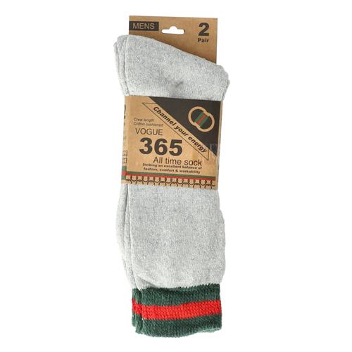 Wholesale VOGUE 365 2 PAIR GREY SOCK CREW LENGTH