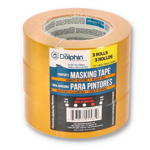 Wholesale DOLPHIN 3PK 1.41''x60 YARDS ORANGE MOISTURE RESISTANT MASKING TAPE