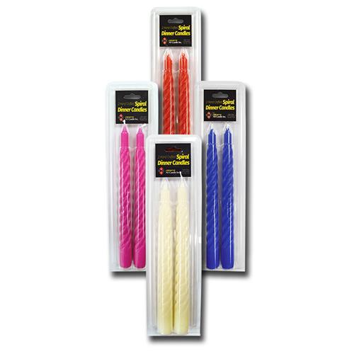 Wholesale Z2PK 10"" TAPER SPIRAL CANDLE ASTD COLORS