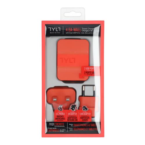 Wholesale 4.8A WALL TRAVEL CHARGER US-UK-EURO PLUGS RED