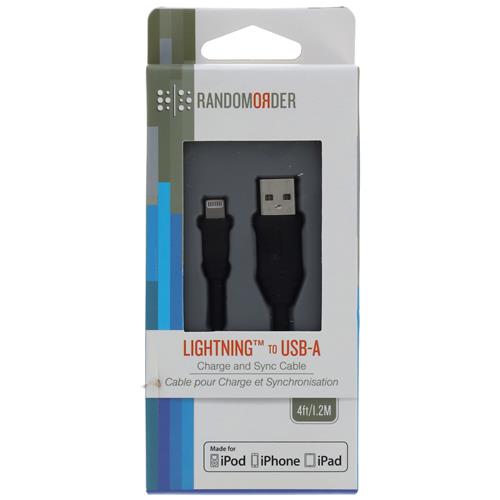 Wholesale 4' LIGHTNING CHARGE & SYNC CABLE BLACK